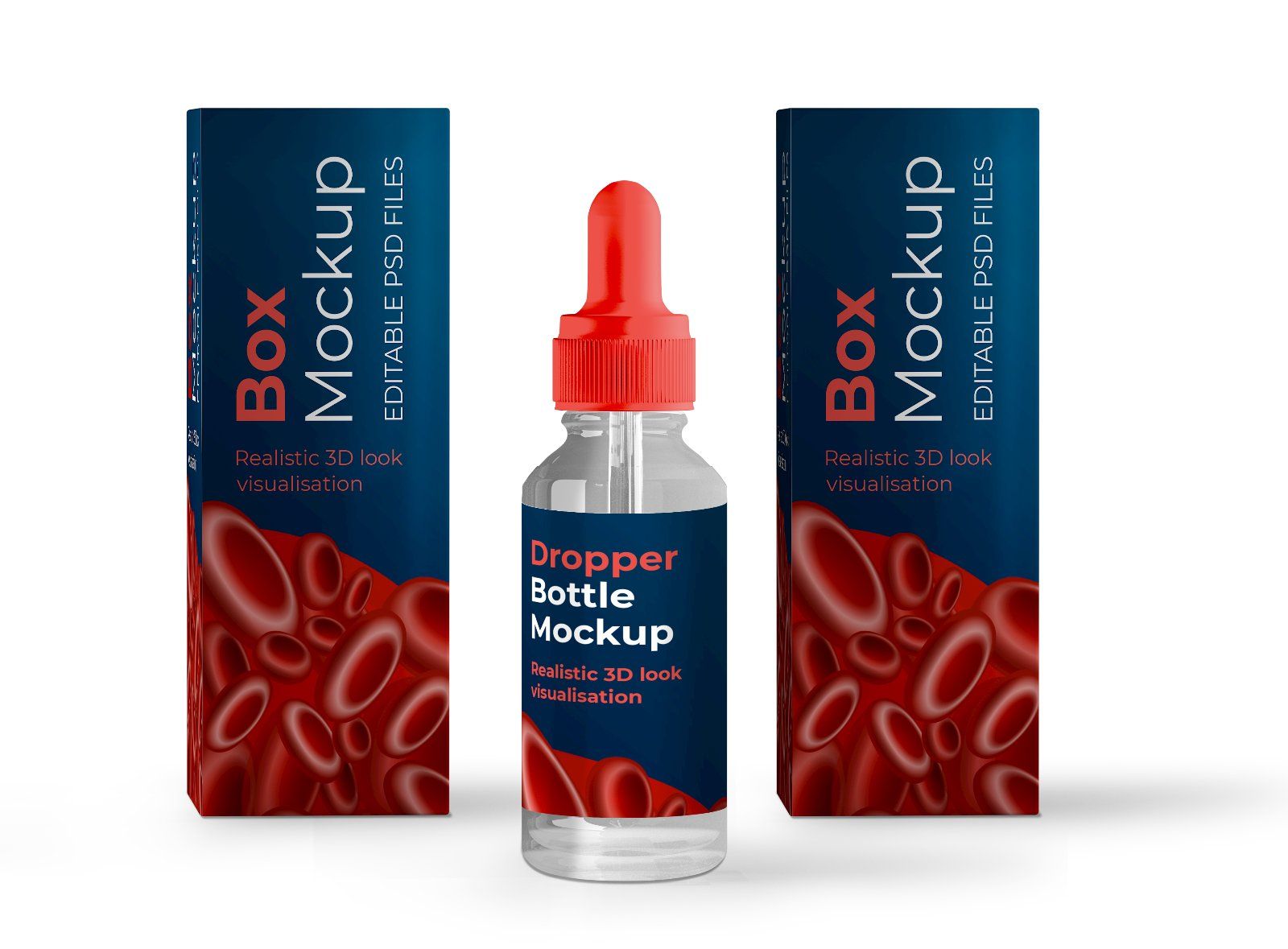 Dropper Bottle with Box Mockup Set