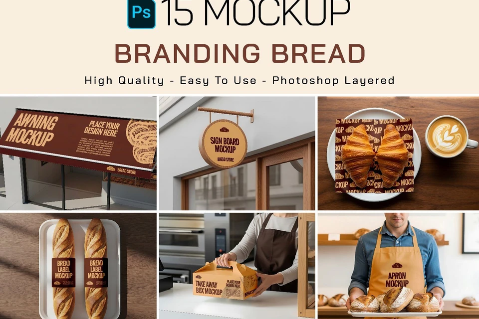Premium Branding Bread & Coffee Store Mockup