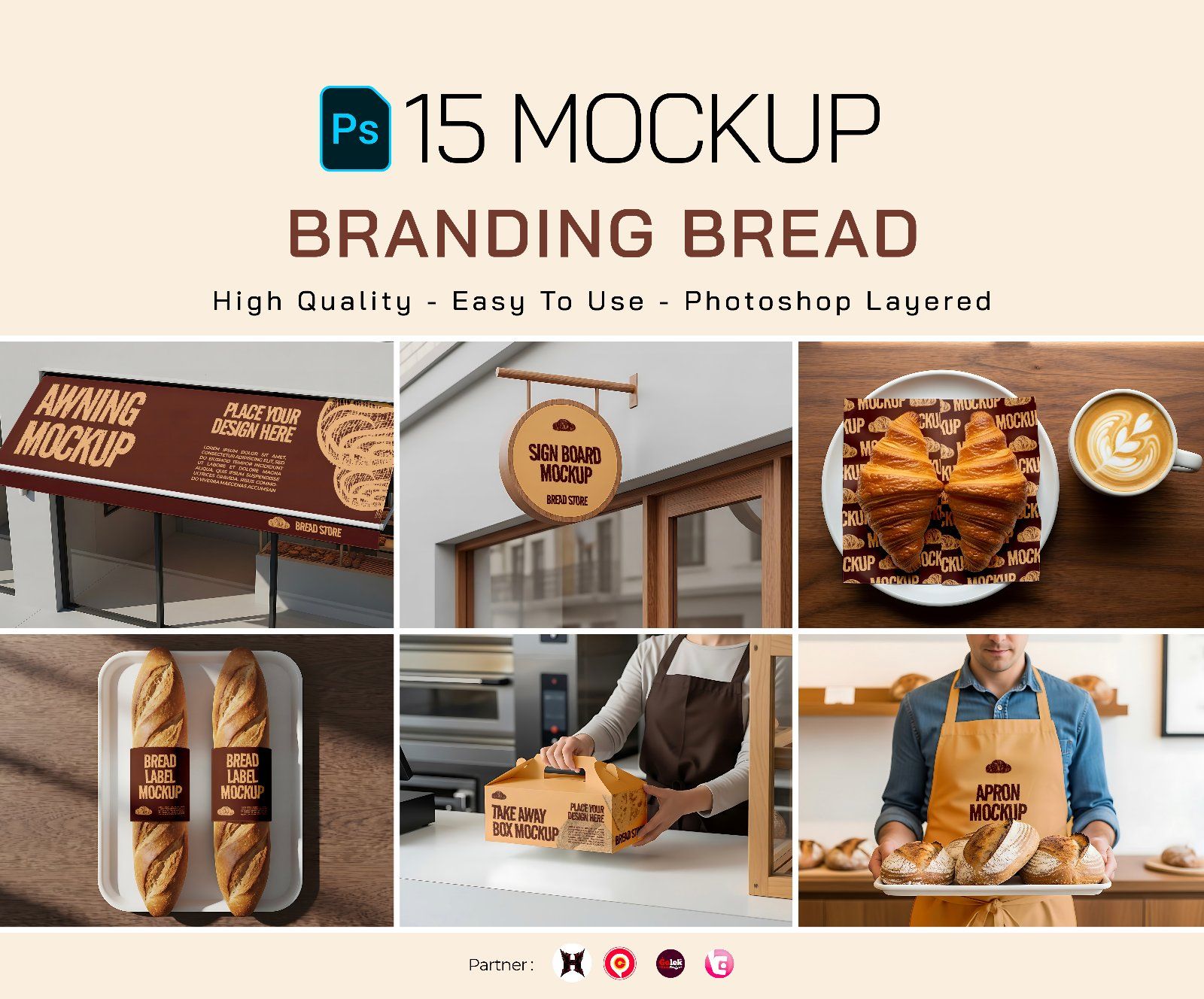 Premium Branding Bread & Coffee Store Mockup