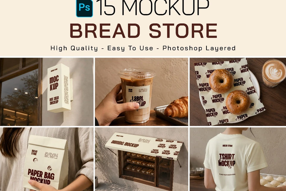 Premium Old Brown Bread Store Mockup