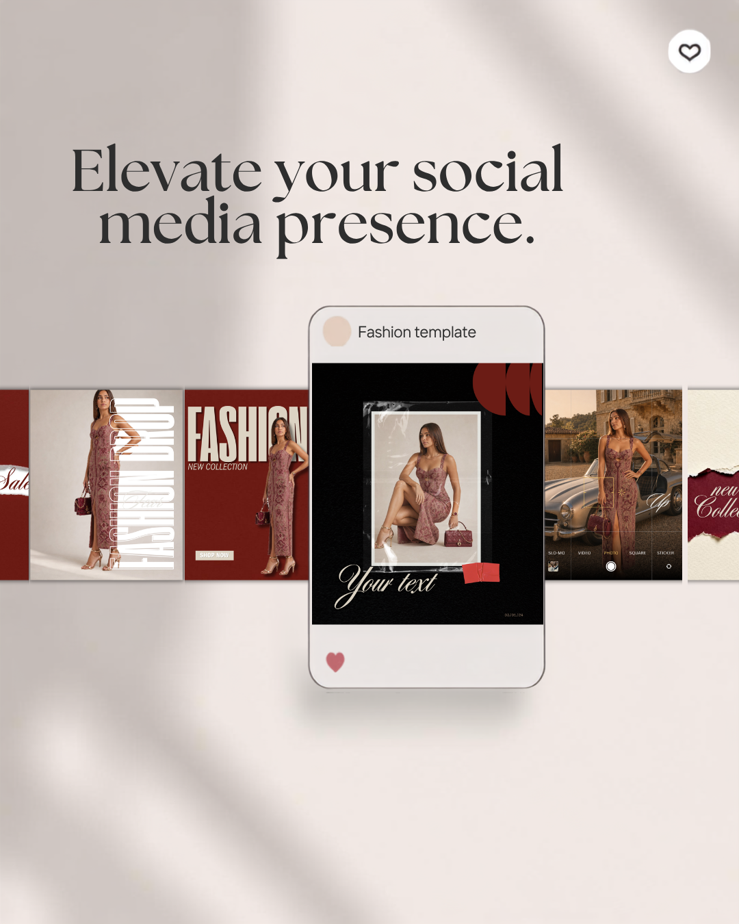 Burgundy Fashion Instagram Templates, Canva Social Media Kit for Clothing Brands — image 2