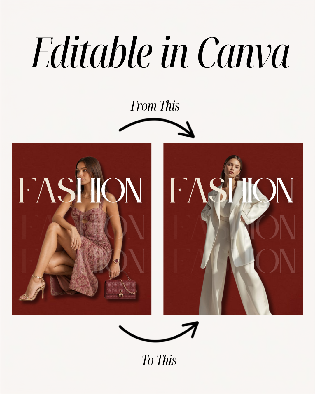 Burgundy Fashion Instagram Templates, Canva Social Media Kit for Clothing Brands — image 3