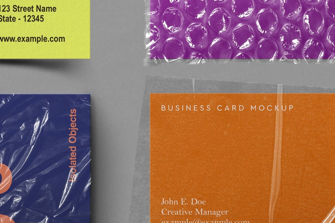 Business Card Mockup Set - Wrapped & Taped (6 Objects)