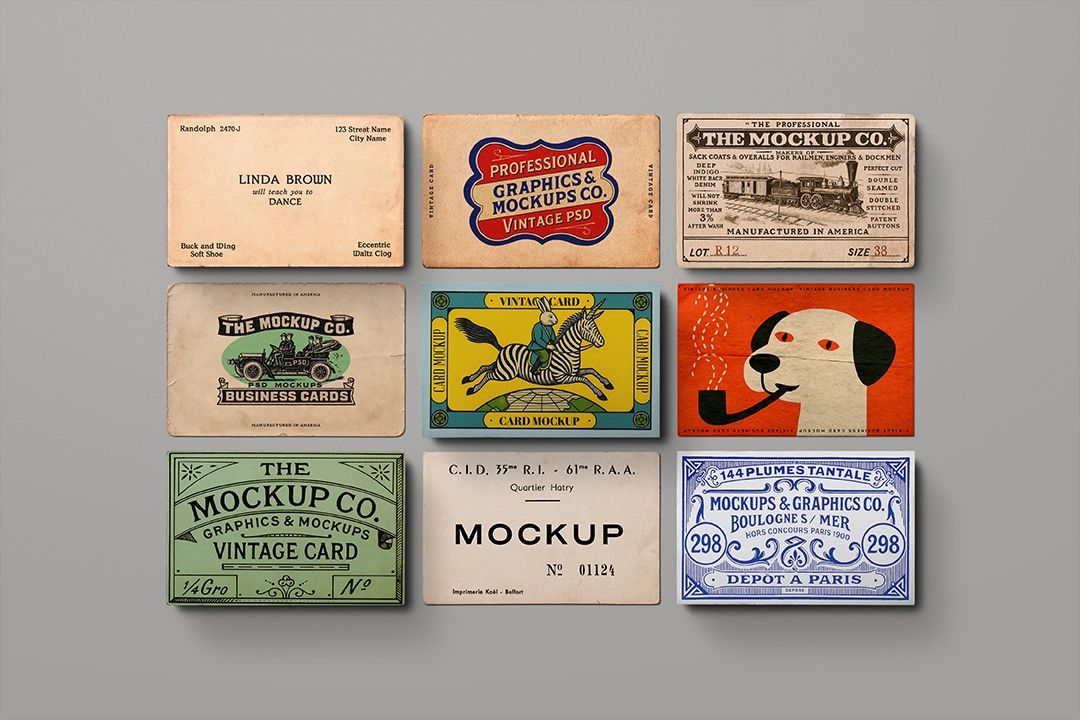 Business Card Mockup – Vintage Flat-Lay (9 Objects)