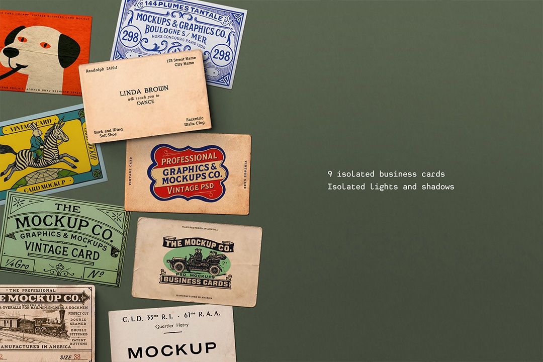 Business Card Mockup – Vintage Flat-Lay (9 Objects)
