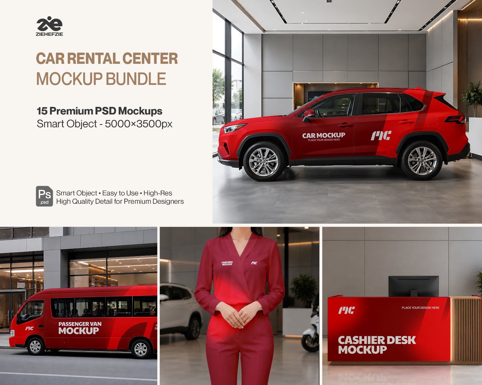 Ultimate Car Rental Branding Mockup Bundle – 15 Premium PSD Scenes for Automotive Travel & Fleet Ide