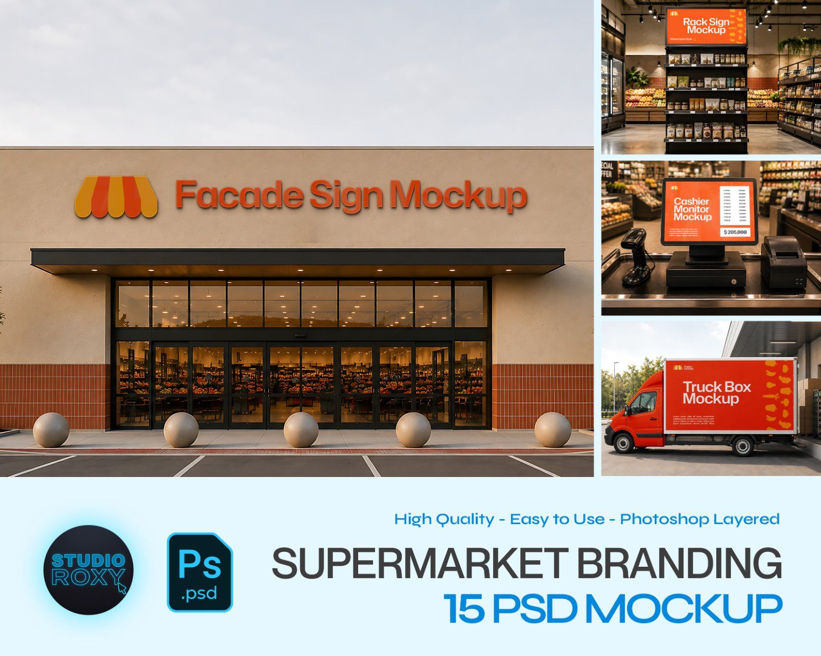 Supermarket Branding Mockup Bundle - 15 PSD Templates  Grocery Store & Retail Store Branding — image 1