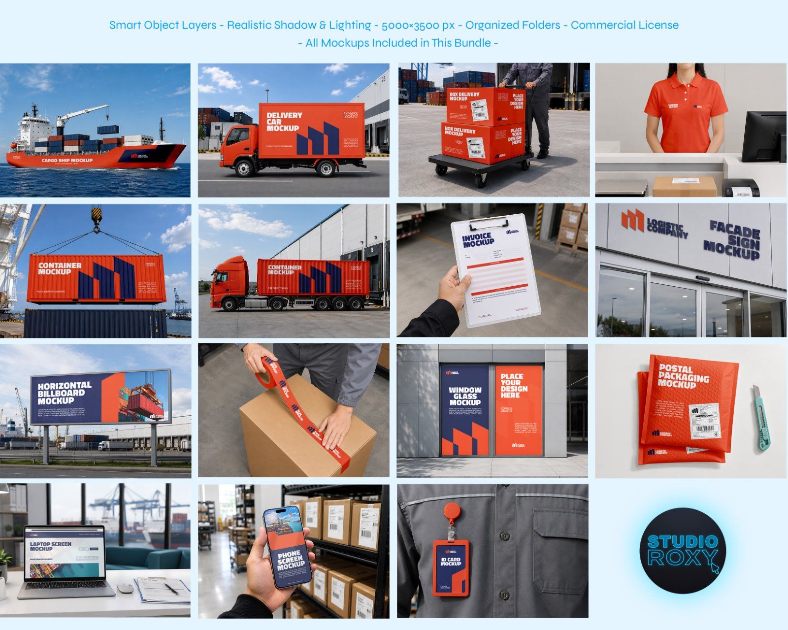 Logistic Company Branding Mockup Bundle - 15 PSD Templates  Global Logistics & Delivery Brand Identi — image 2