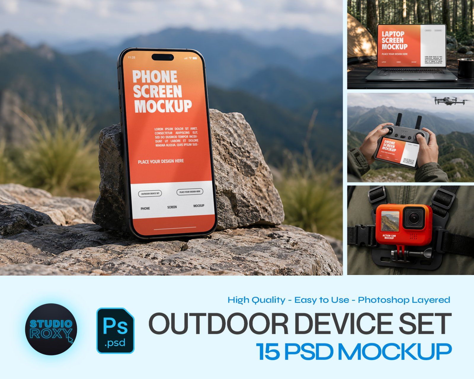 Outdoor Device Set Mockup Bundle - 15 PSD Templates  Outdoor & Adventure Tech Device Branding — image 1