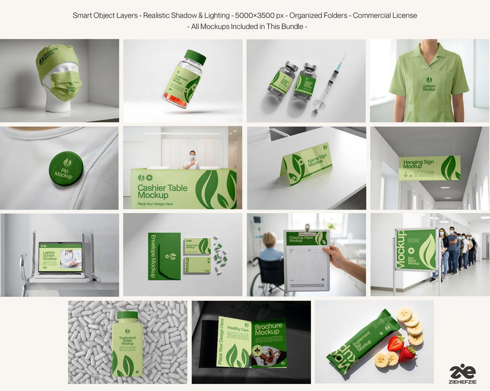 Healthcare Mockup Bundle Medical Branding & Pharmaceutical 15 PSD Mockups