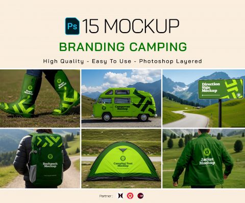 Premium Branding Green Camping Mockup