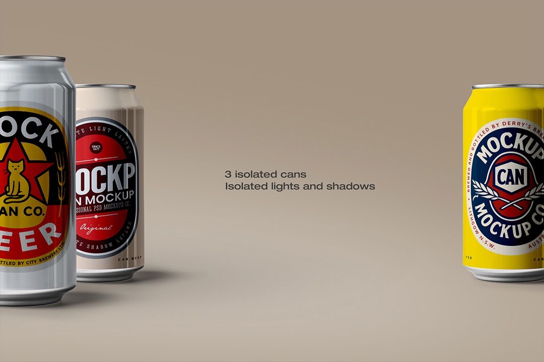 Can Mockup Set - White & Chrome Versions (3 Objects)