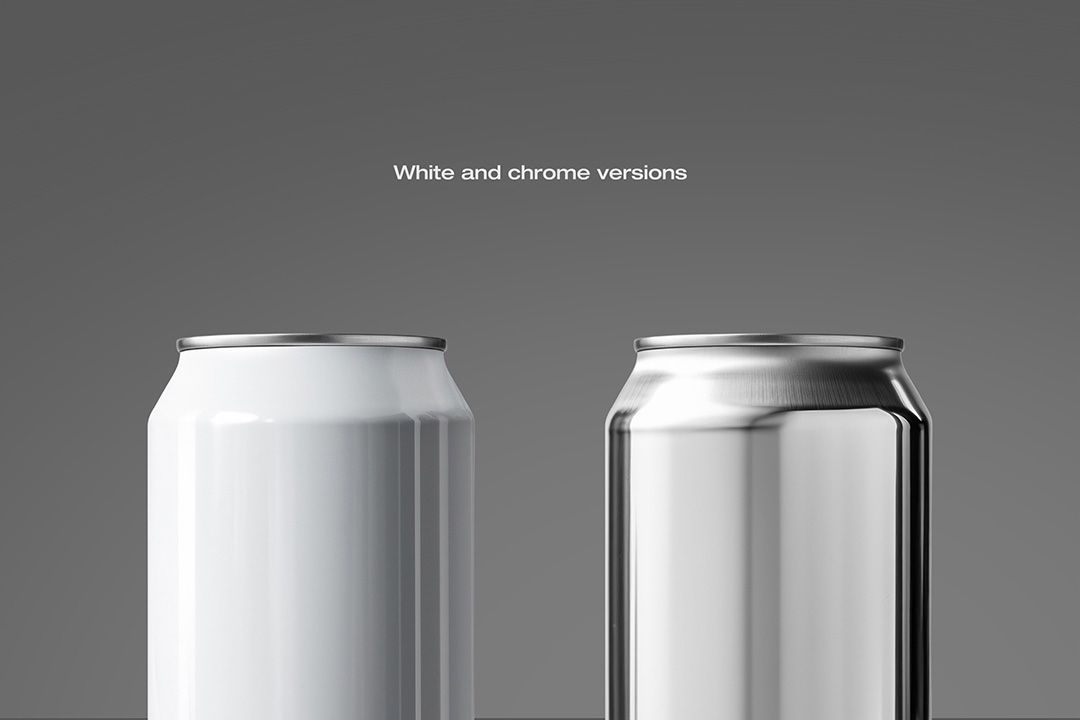 Can Mockup Set - White & Chrome Versions (3 Objects)