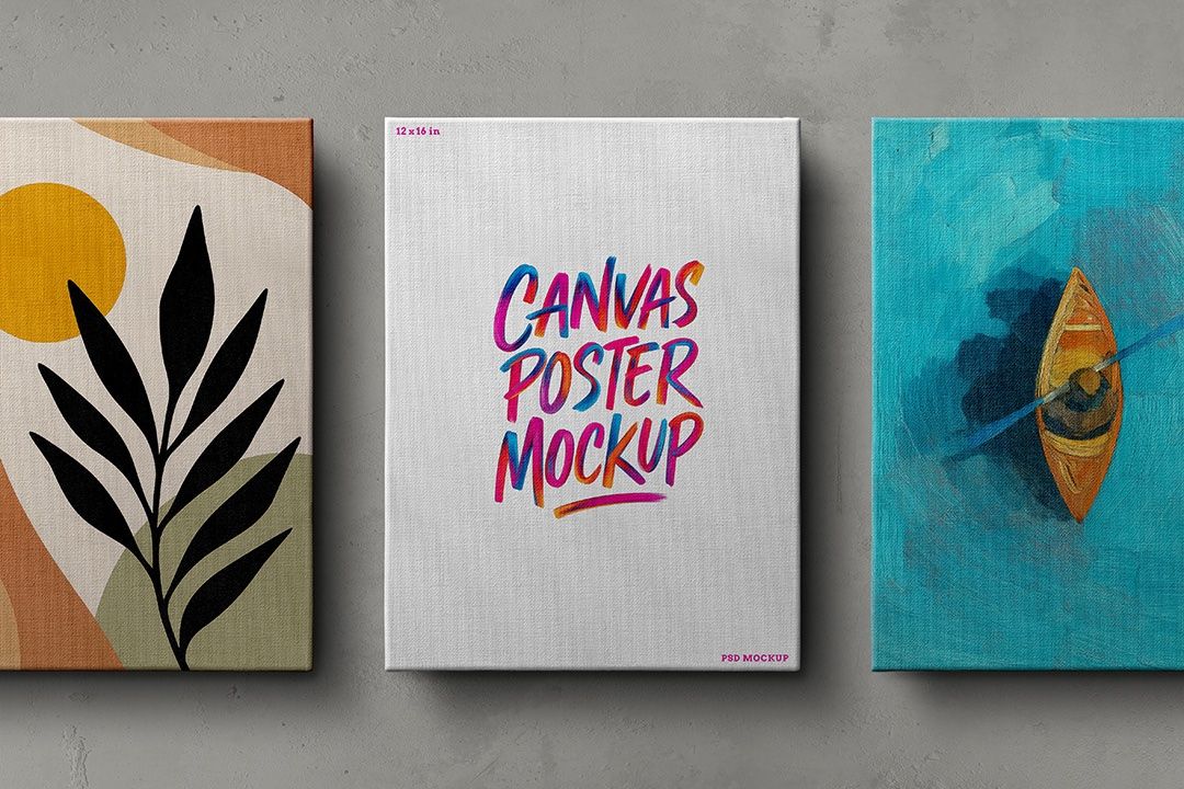 Canvas Mockup Set 12 x 16 in (3 Objects)
