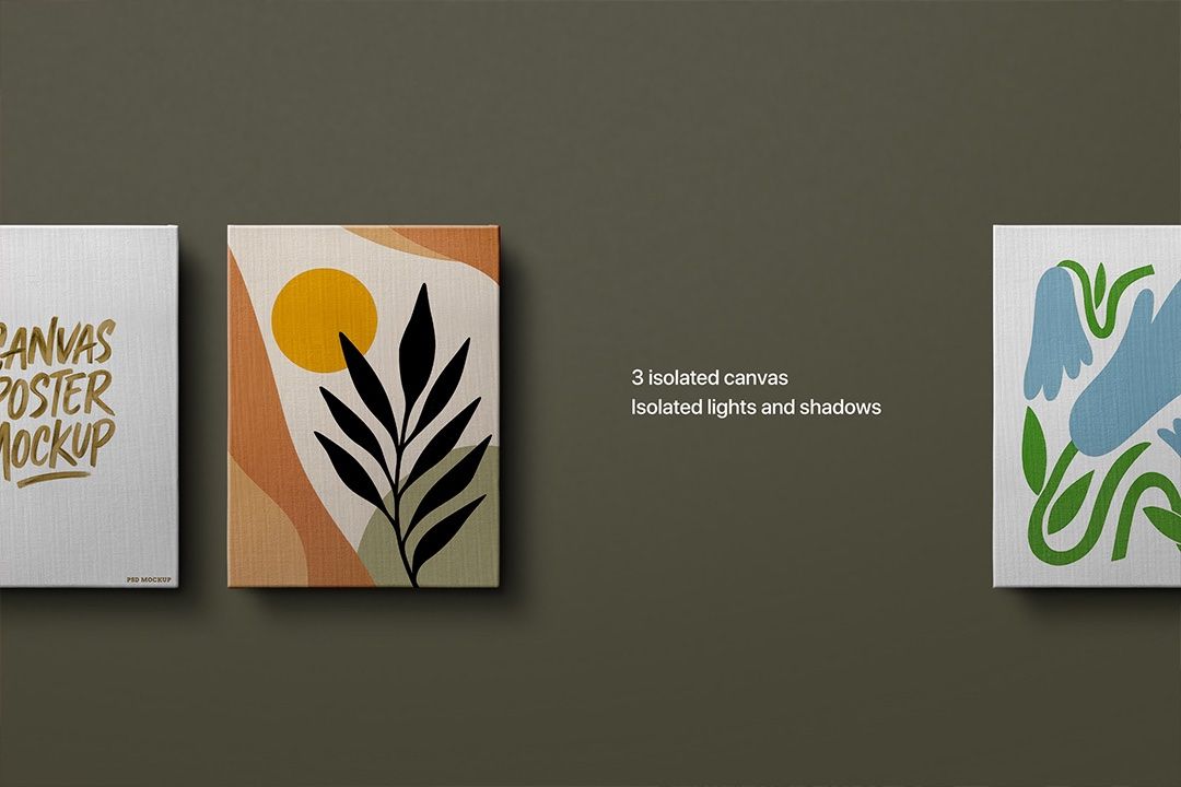 Canvas Mockup Set 12 x 16 in (3 Objects)