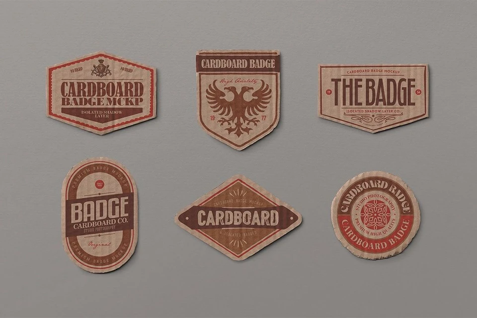 Cardboard Badge Mockup Set (6 Objects)