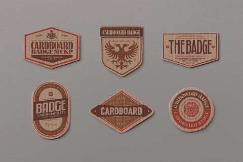 Cardboard Badge Mockup Set (6 Objects)