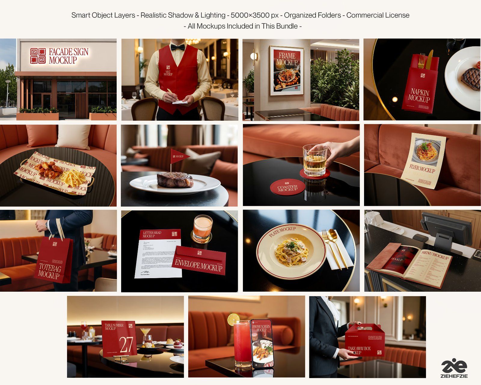 15 Premium Fancy Restaurant Mockup Bundle Restaurant Branding