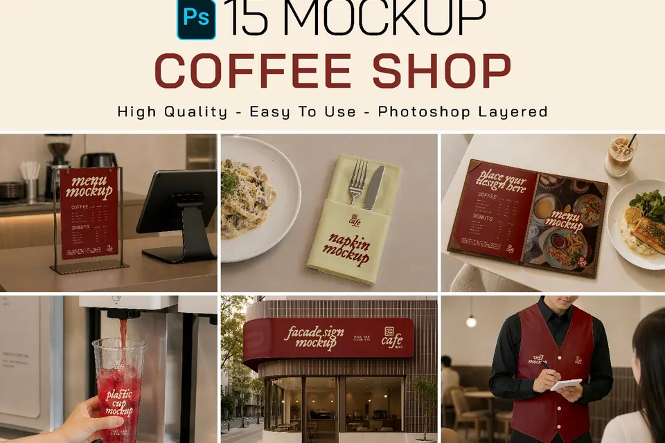 Premium Branding New Brown Coffee Shop Mockup