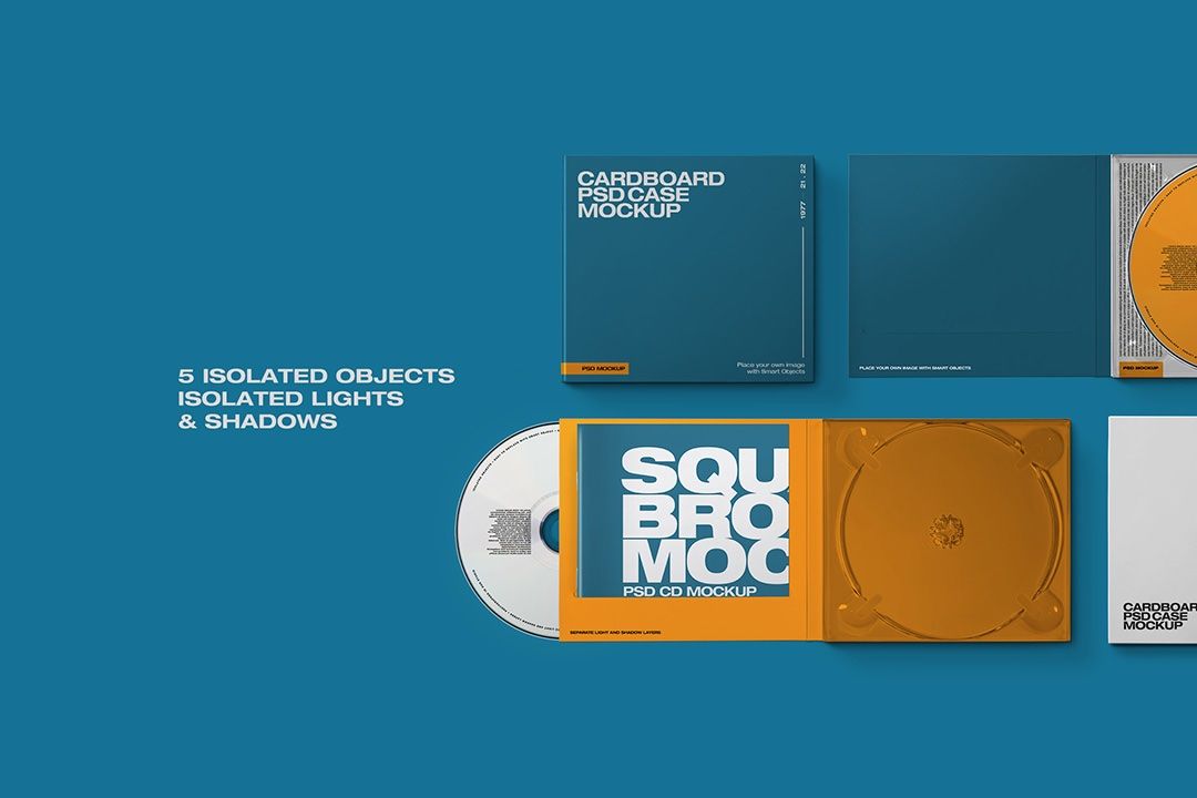 CD Case Mockup - Cardboard Edition & Booklet (5 Objects)