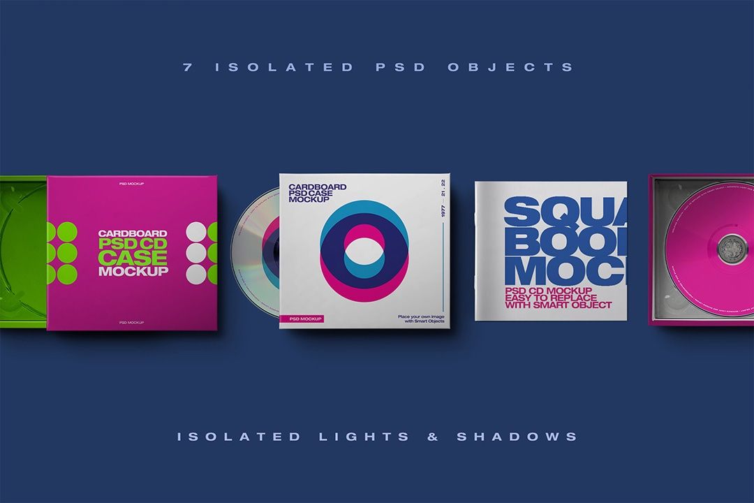 CD Case Mockup - Cardboard Packaging & Booklet (7 Objects)