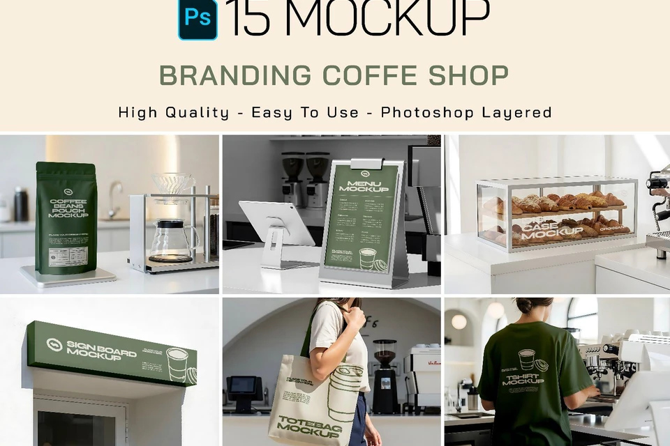 Premium Branding Green Coffee Mockup
