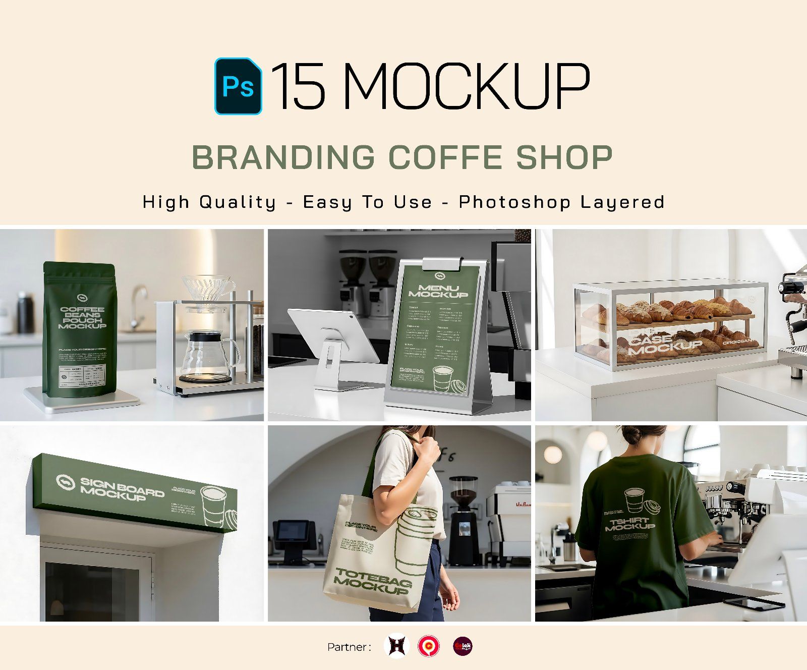 Premium Branding Green Coffee Mockup
