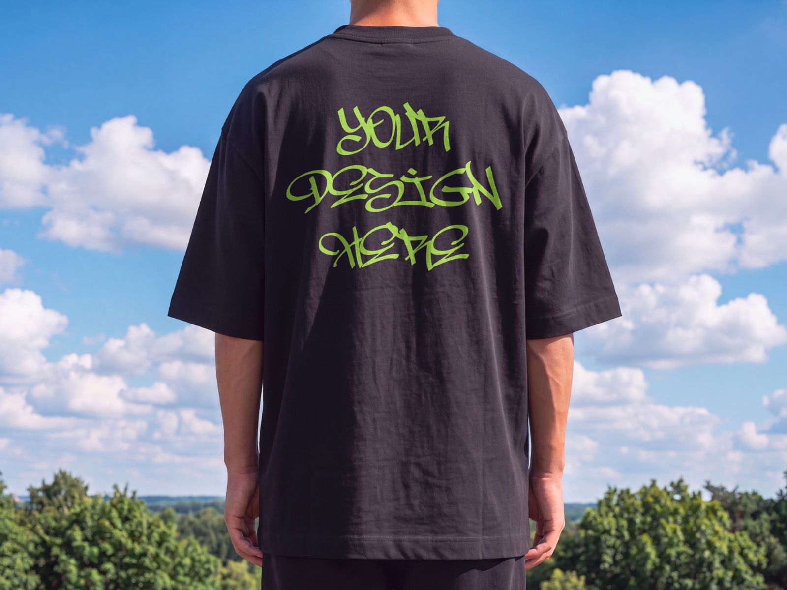 Men's Oversized Back T-Shirt Mockup | Streetwear Lifestyle — image 1