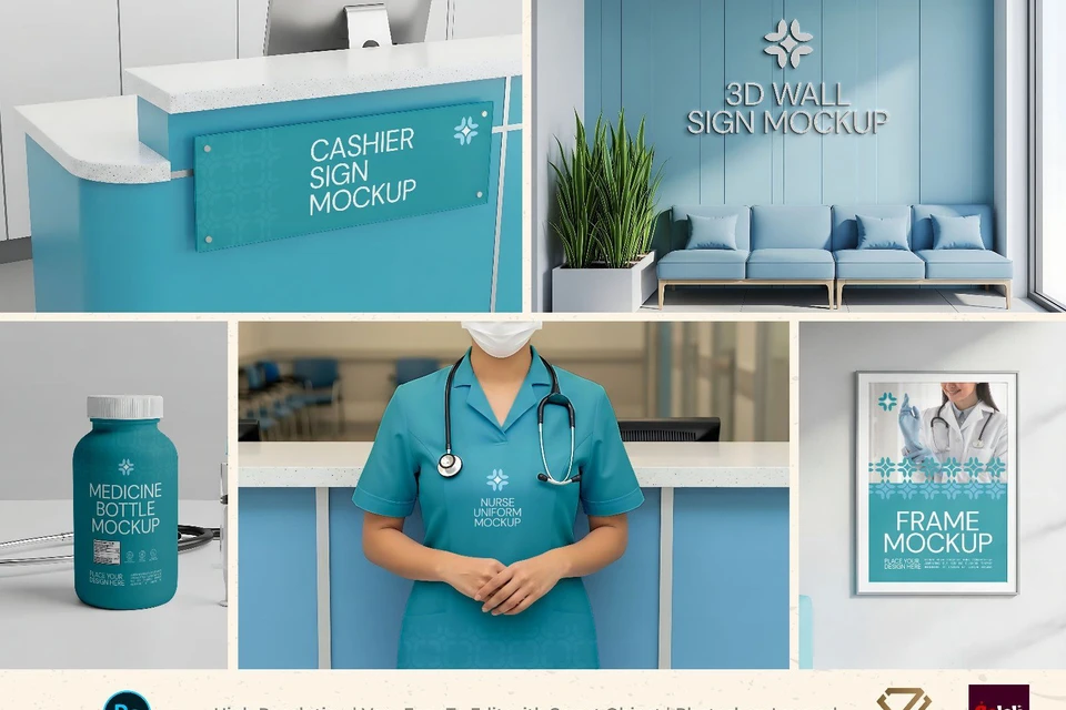 Premium Branding Clinic Mockup - 15 PSD File