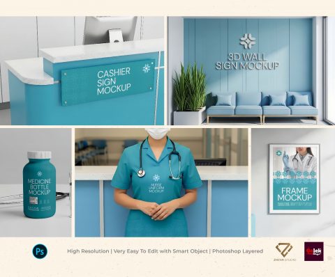 Premium Branding Clinic Mockup - 15 PSD File