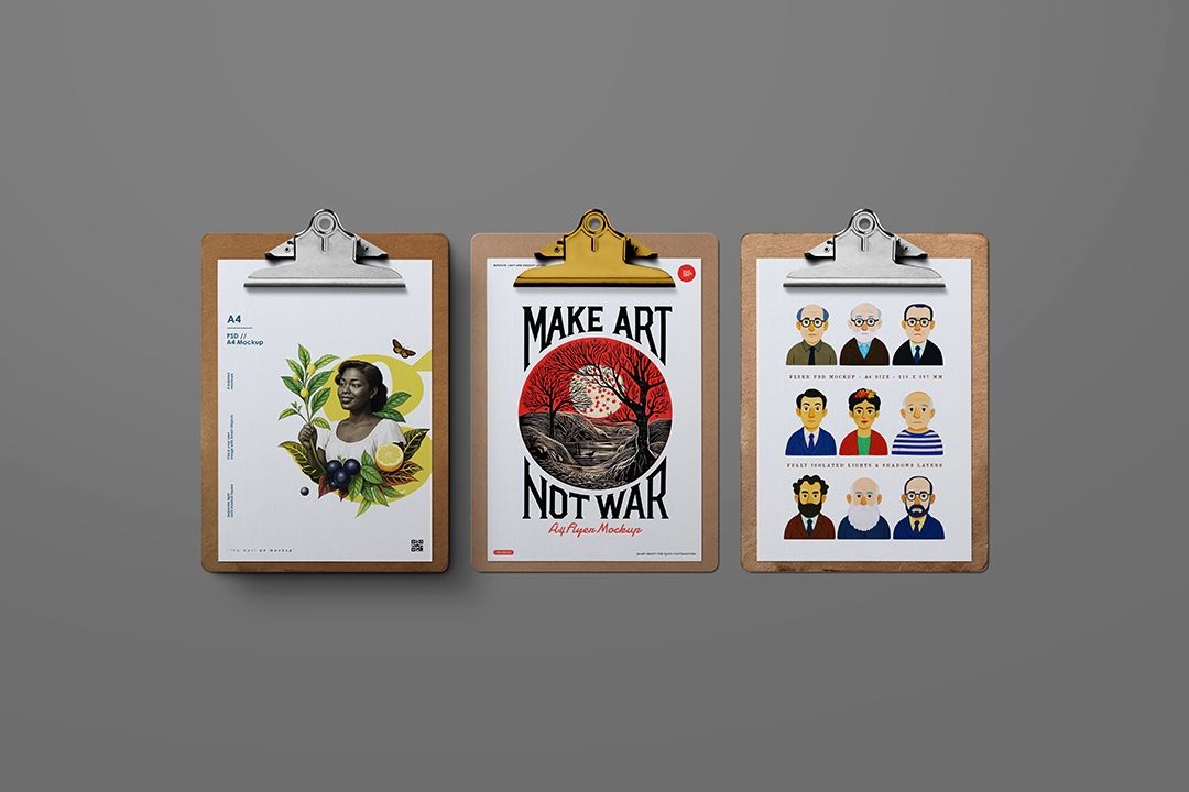 Clipboard Mockup Set - A4 Paper Layout (6 Objects)