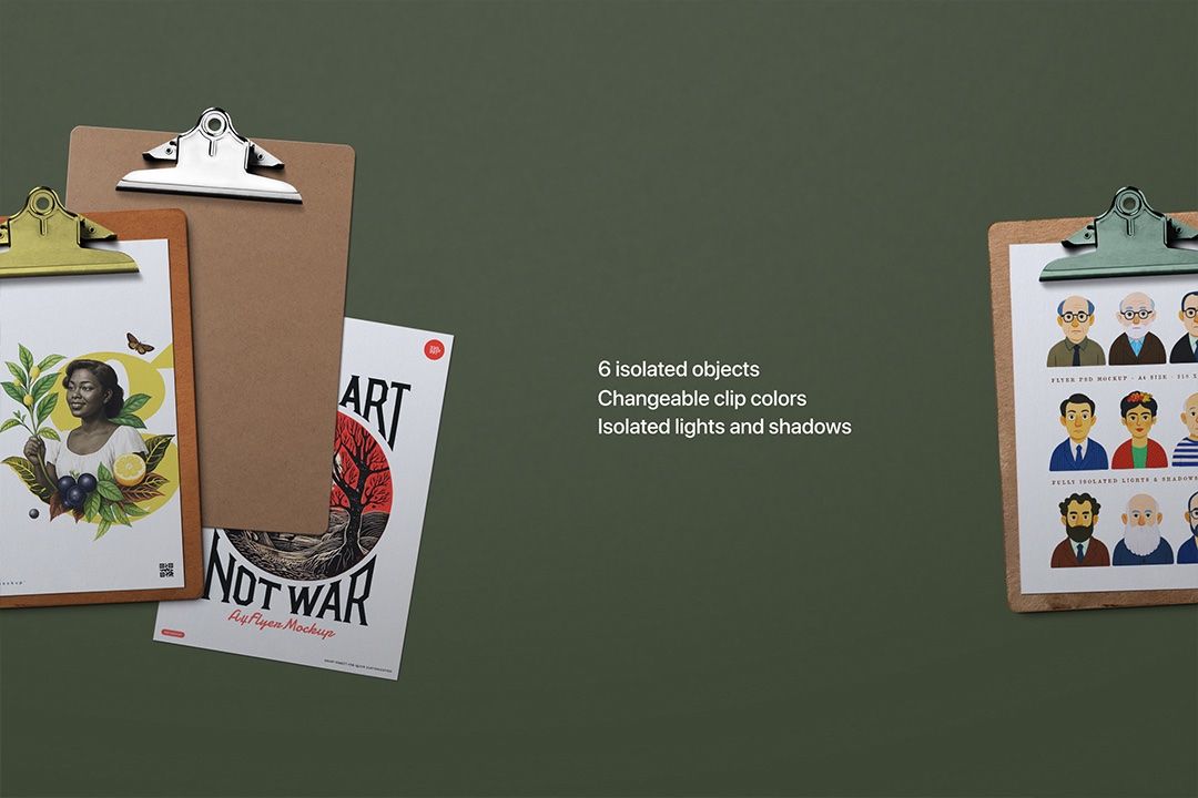 Clipboard Mockup Set - A4 Paper Layout (6 Objects)