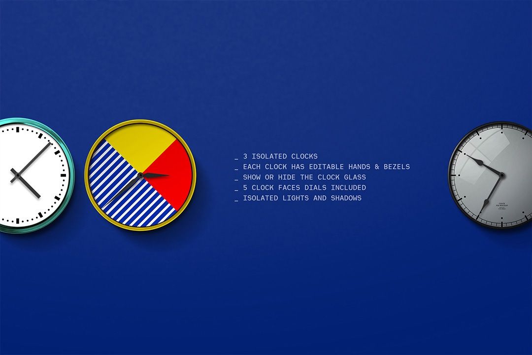 Clock Mockup Set (3 Objects)