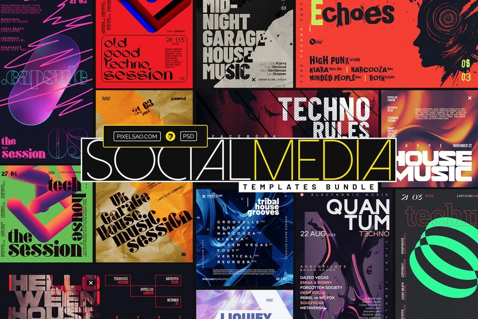 Club Party Social Media Templates Bundle