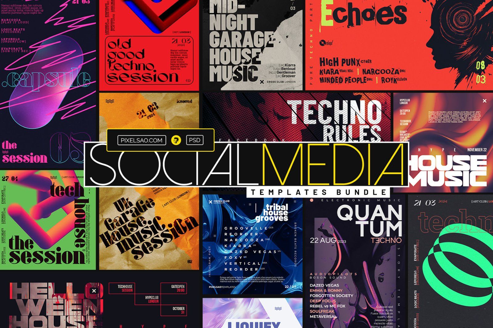Club Party Social Media Templates Bundle