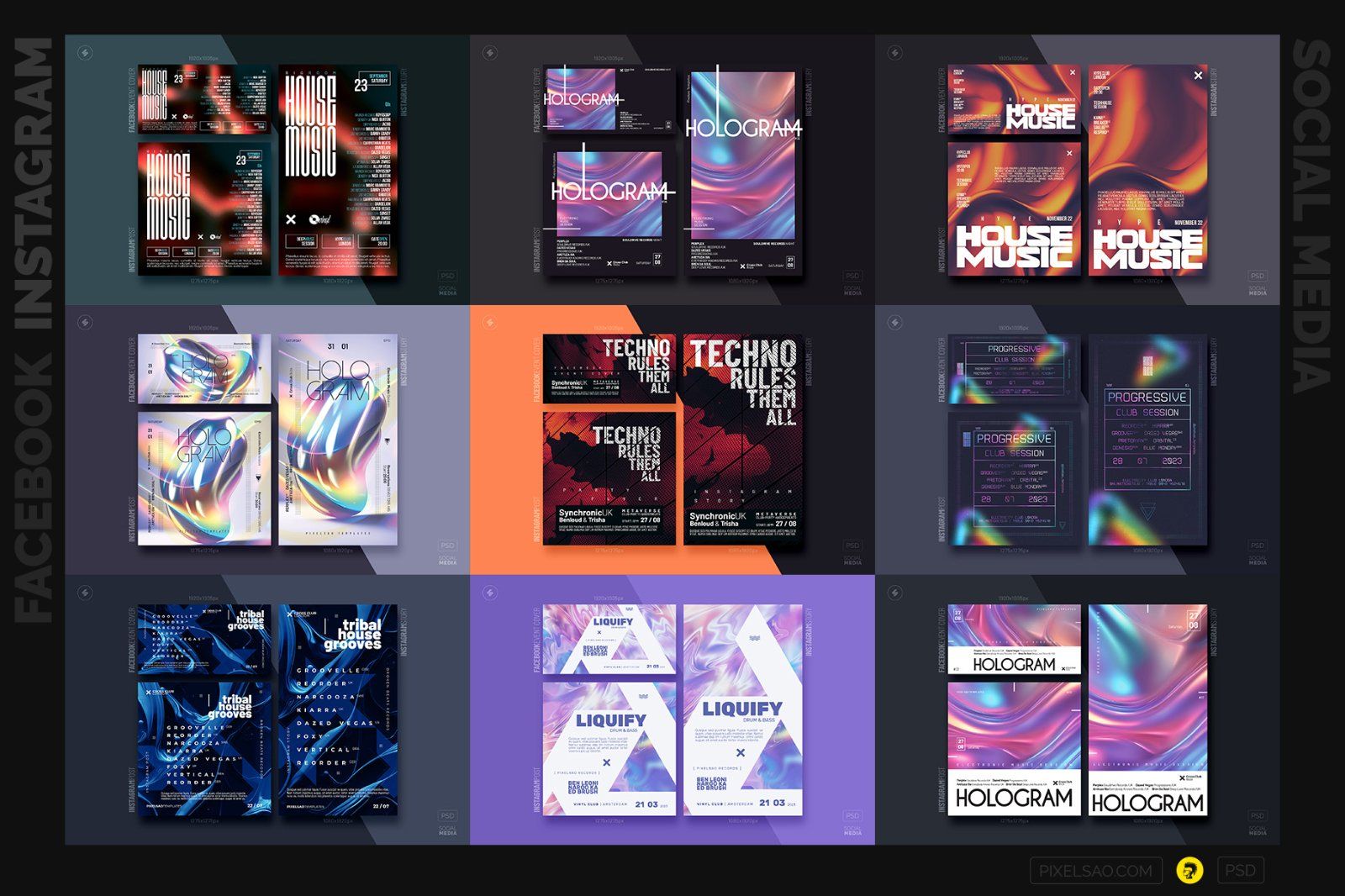 Club Party Social Media Templates Bundle