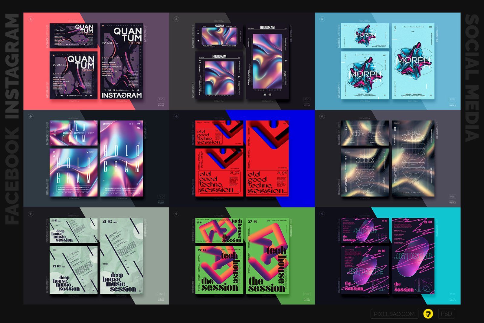 Club Party Social Media Templates Bundle