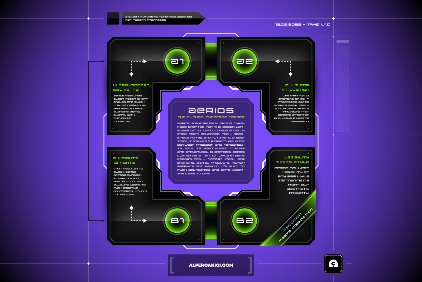 Aerios – A Futuristic Geometric Typeface