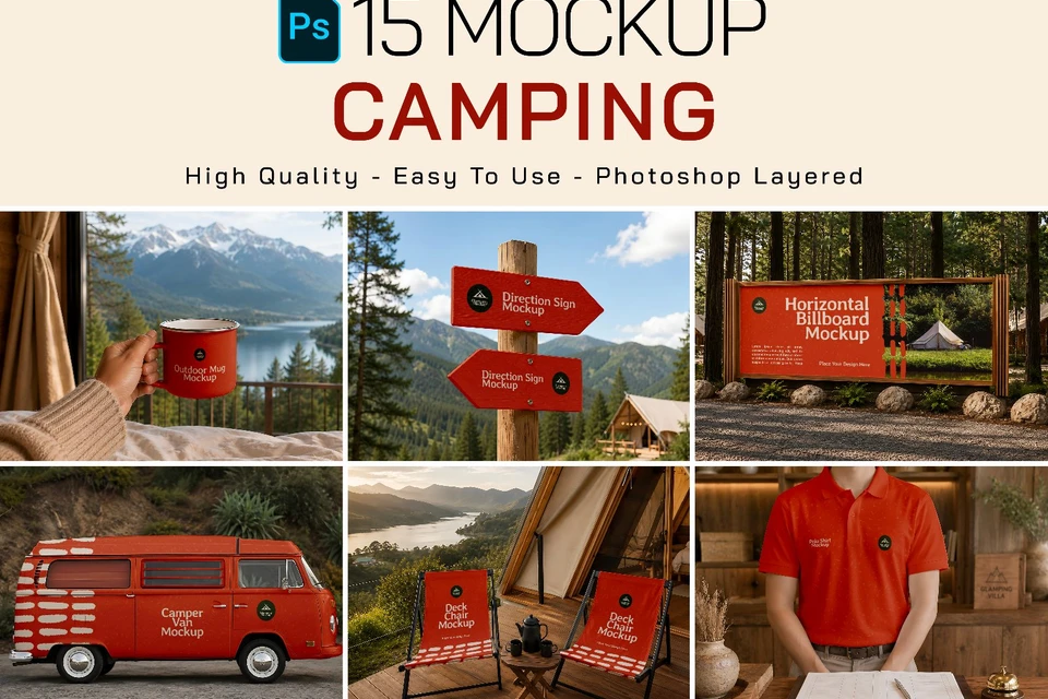 Premium Branding Bright Camping Mockup