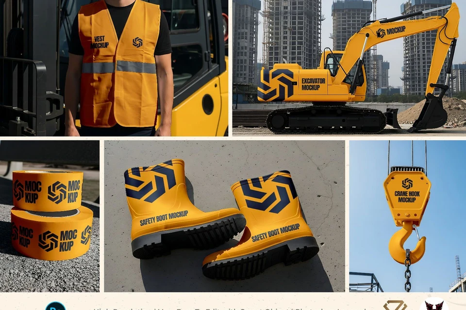 Premium Yellow Construction Site Mockup