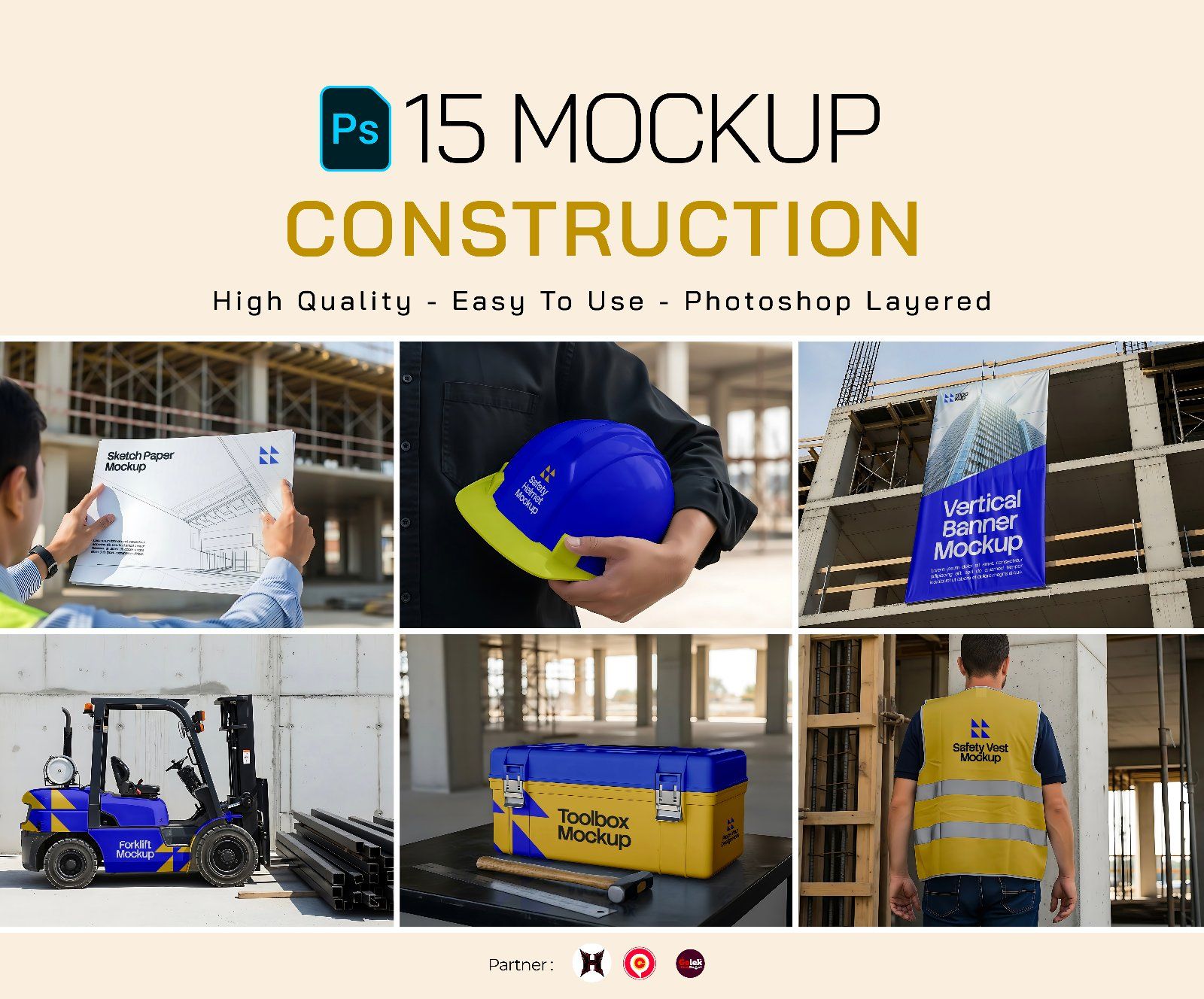 Premium Branding Project Construction Mockup