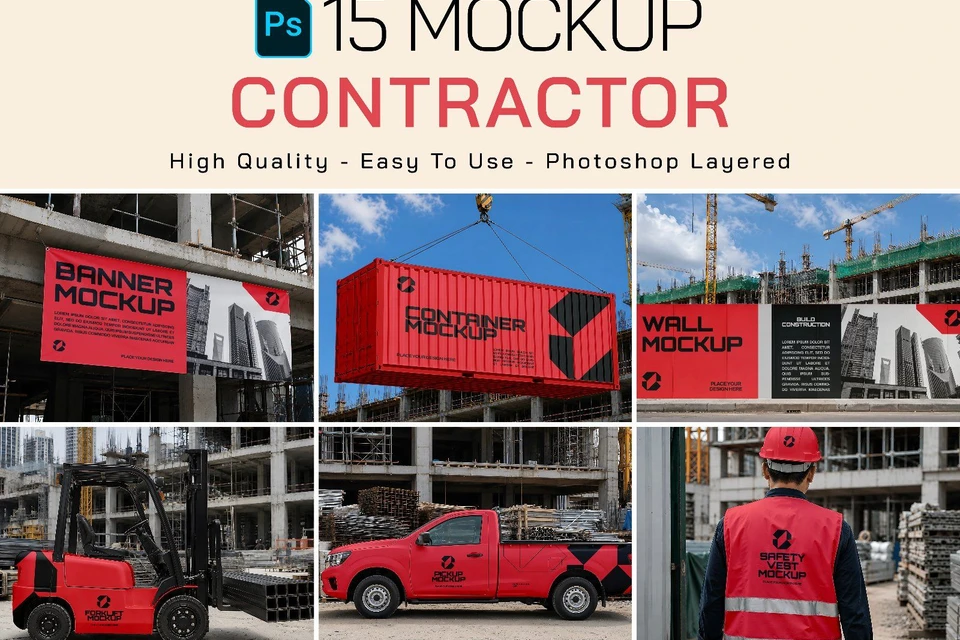 Premium Branding Red Constractor Mockup