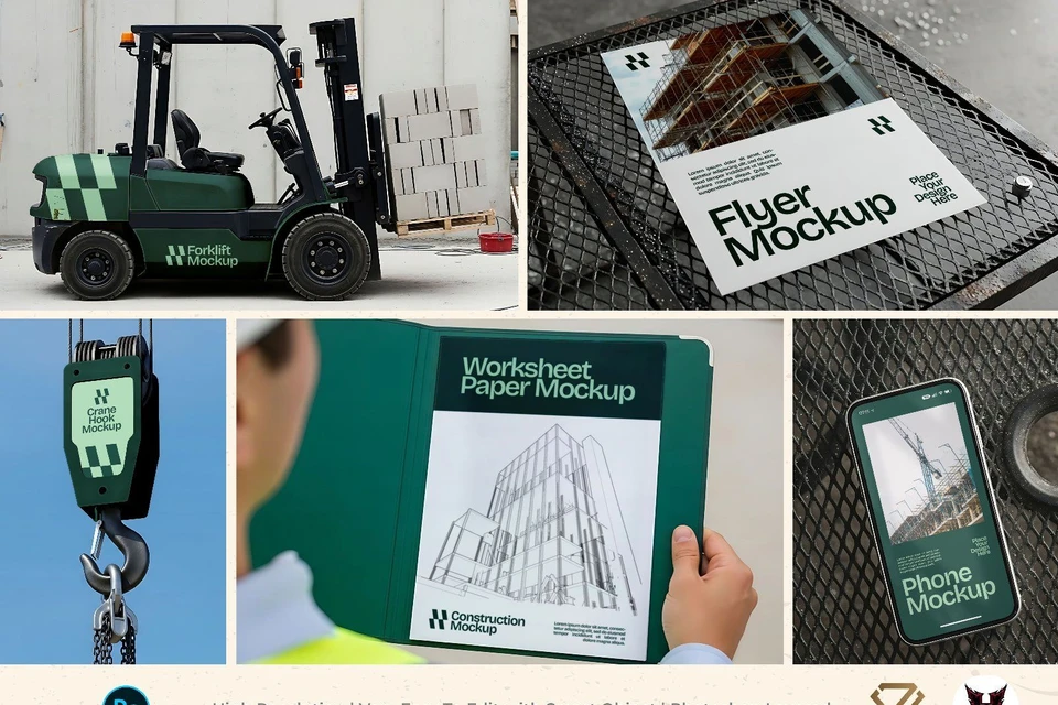 Premium Branding Green Construction Mockup