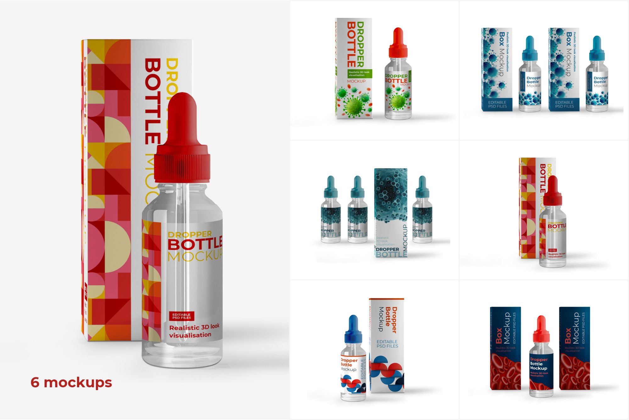Dropper Bottle with Box Mockup Set