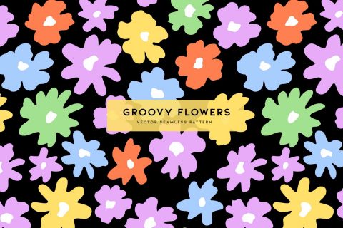 Groovy Flowers Seamless Pattern