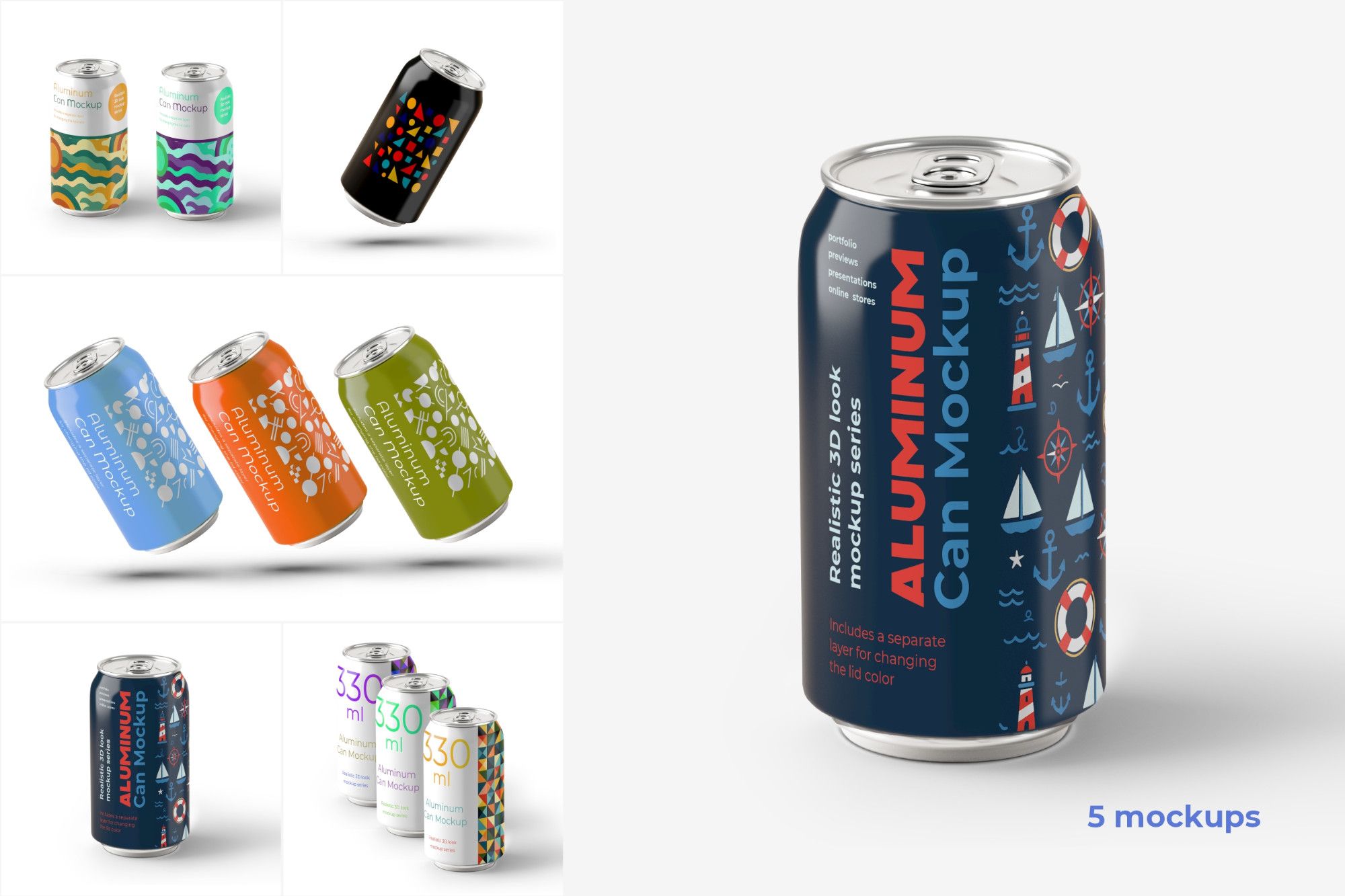 330ml Aluminum Can Mockup Set