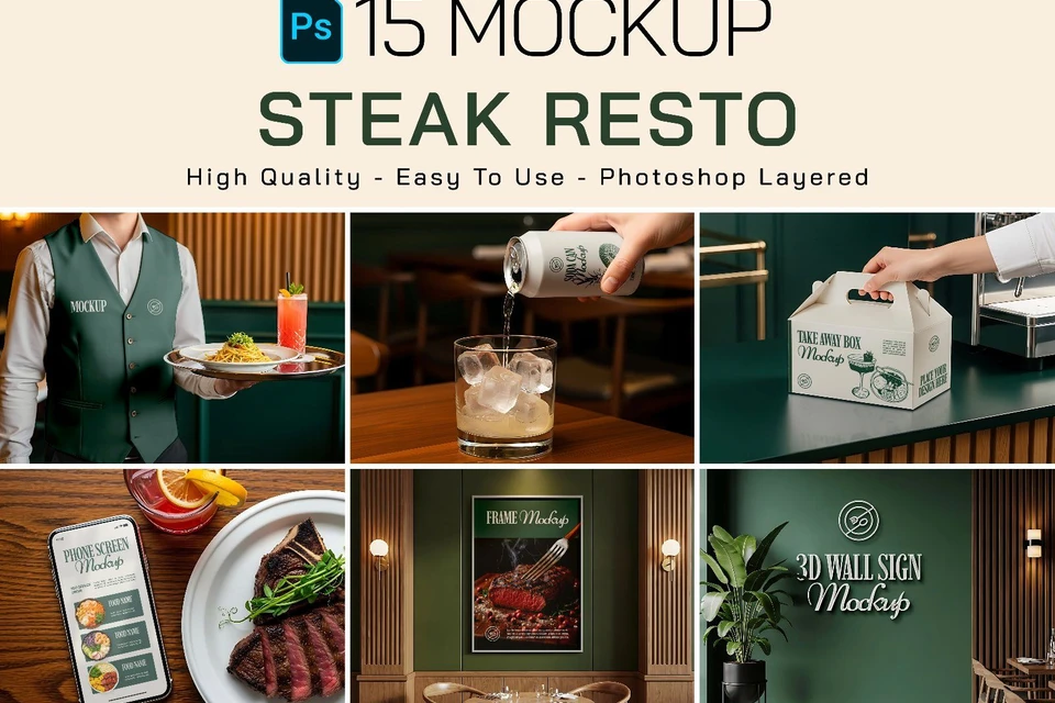 Premium Branding Steak Resto Mockup