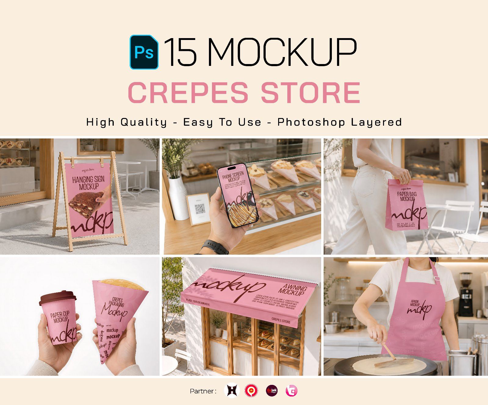 Premium Branding Pink Crepes Store Mockup — image 1