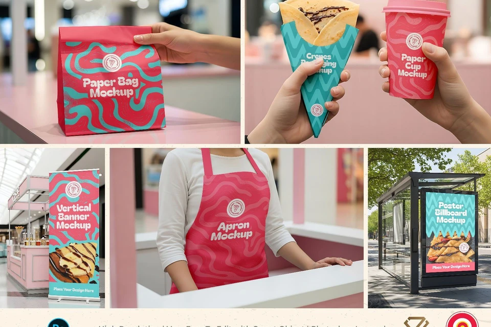 Premium Branding Crepes Mockup