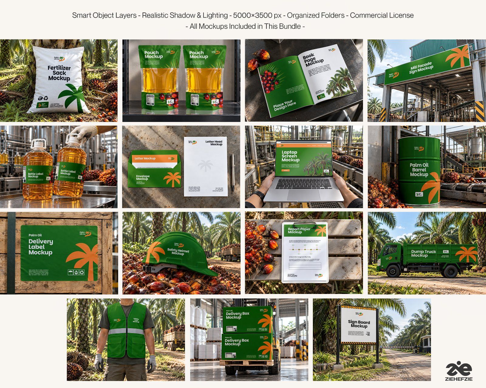 Palm Oil Company Mockup Bundle - 15 Premium PSD Agriculture & Palm Oil Plantation Branding — image 2